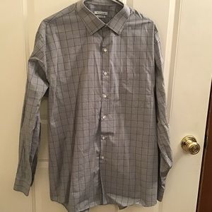 Van Heusen Grey and Turquoise Check Dress Shirt